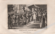 [rycina, 1831] Giovanni Casimiro abdica la corona [Abdykacja króla Jana II Kazimierza]