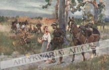 [pocztówka, lata 20-te] "Wesoła wojna": Do niewoli