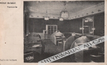 [pocztówka, ok. 1910] Hotel Bristol Varsovie. Salle de lecture [Warszawa. Czytelnia w Hotelu Bristol]