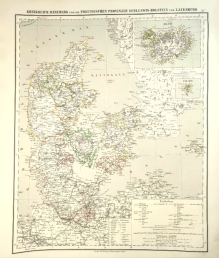 [mapa, 1879] Konigreich Danemark und die Preussischen Provinzen Schleswig-Holstein und Lauenburg [Królestwo Danii oraz  Szlezwik-Holsztyn, Islandia]