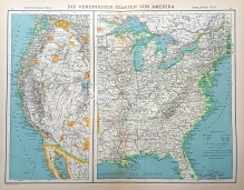 [mapa, 1900] Die Vereinigten Staaten von Amerika. Westilcher Teil. Ostlicher Teil [Stany Zjednoczone. Część wschodnia. Część Zachodnia]
