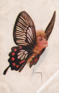 [pocztówka, lata 1930-te] [Kobieta-motyl]
