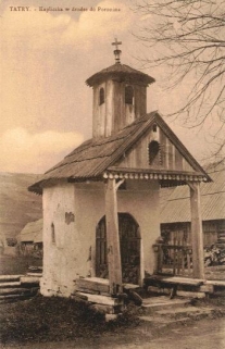 [pocztówka, lata 1910] Tatry - Kapliczka w drodze do Poronina