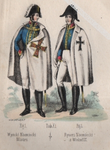 [rycina, ok. 1848] Wysoki Niemiecki Mistrz, Rycerz Niemiecki z Wieku XIX