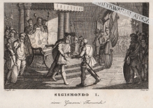 [rycina, 1831 r.] Sigismondo I. (riceve Giovanni Tarnowski) [Król Zygmunt I Stary przyjmuje hetmana Jana Tarnowskiego]