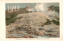 [rycina, 1897] Sinterterrassen des Tetarata-Sprudels am Rotomahana-See (Neuseeland) [gejzery, Nowa Zelandia]