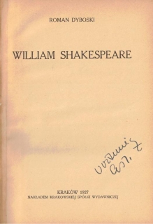 William Shakespeare  [egz. z księgozbioru M. Voita]