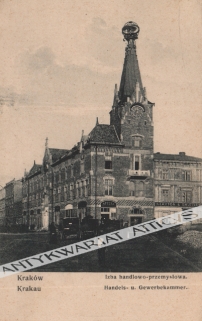 [pocztówka, 1907] Kraków. Izba handlowo-przemysłowa.
 Krakau. Handels- u. Gewerbekammer.