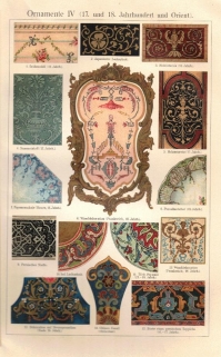 [rycina, ok.1908] Ornamente IV (17/18. Jahr. und Asien) [ornamenty 17/18 wieczne oraz orientalne]
