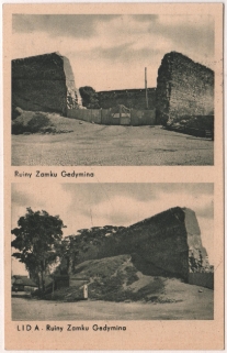 [pocztówka, lata 1930-te] Lida. Ruiny Zamku Gedymina