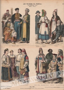 [rycina, 1890] Zur Geschichte der Kostüme. Russen (Neuzeit.) [ubiory rosyjskie]