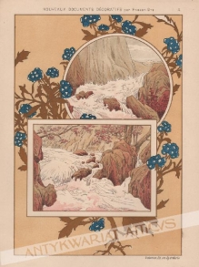 [rycina, ok. 1900] Deux motifs de paysages, torrent et rochers