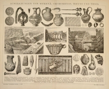 [rycina, ok. 1894] Ausgrabungen von Mykena, Orchomenos, Tiryns und Troja. [wykopaliska w Mykenach, Orchomenos, Tyrynsie i Troi]