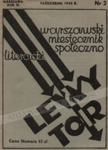 Lewy Tor. Warszawski miesięcznik społeczno-litercki. Rok III, Nr 2