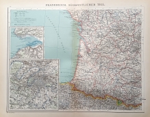[mapa, 1900] Frankreich. Sudwestlicher Teil [Francja. Część południowo-zachodnia]