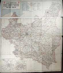 Mapa samochodowa i stanu dróg w Polsce na rok 1937/8. Z marszrutami [z mapą Polski]