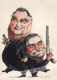 [rysunek, ok. 1992] Jan Olszewski i Lech Wałęsa