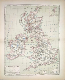 [mapa, ok. 1878] Grossbritannien  [Wielka Brytania, Irlandia, Szkocja]