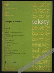 Teksty: Filologia w buduarze. Dwumiesięcznik, nr 1 (13), 1974