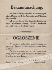 [afisz niemieckich władz okupacyjnych, 1939] Bekanntmachung Ogłoszenie