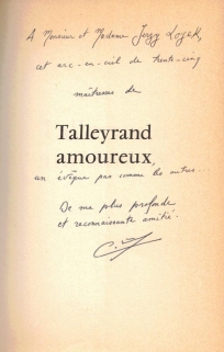 Talleyrand amoureux [dedykacja odautorska dla Jerzego i Bożeny Łojków]