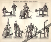 [rycina, 1895] Heilgymnastik. (Medikomechanische Apparate von Zander.)[przyrządy gimnastyczne]