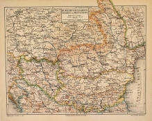[mapa, ok. 1889] Rumanien, Bulgarien, Serbien und Montenegro [Rumunia, Bułgaria, Serbia, Czarnogóra]