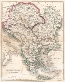 [mapa, Turcja europejska i Węgry, ok. 1850] Turkey in Europe and Hungary