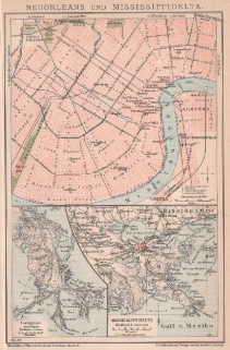 [plan, 1898] Neuorleans und Mississippidelta [plan Nowego Orleanu i mapki okolic delty Missisipi]