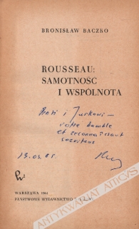 Rousseau: samotność i wspólnota [dedykacja autora]