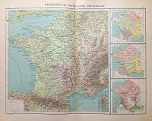 [mapa, 1900] Frankreich. Physische Ubersicht [Francja. Mapa fizyczna]