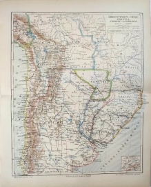 [mapa, Argentyna, Boliwia, Chile, Paragwaj i Urugwaj, 1895] Argentina, Bolivia, Chile, Paraquay und Uruguay
