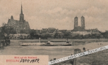 [pocztówka, ok. 1907] Breslau. Blick auf die Dominsel[Wrocław. Widok na Ostrów Tumski z katedrą Św. Jana Chrzciciela i kościołem Św. Krzyża]