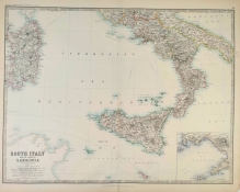 [mapa, Południowe Włochy, Sardynia ok.1860] South Italy and the Island of Sardinia