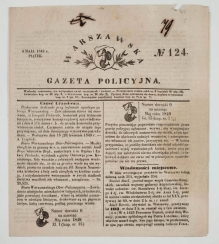 Warszawska Gazeta Policyjna No. 124, 4 Maja 1849 r.  Piątek