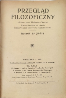 Przegląd Filozoficzny. Rocznik 5 (1922), zeszyt I-IV [współoprawne]