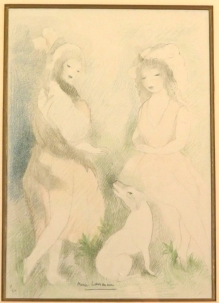 [litografia, 1928] Deux Filles avec un Chien  [dziewczęta z psem]