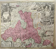 [mapa archidiecezji Salzburgskiej w pn-zach Austri, ok. 1720-1730] S.R.I. Principat. et Archiepiscopatus Salisburgensis cum Subjectis, Insertis, ac Finitimis Regionibus recenter et accurate elucubratus A. R. P. O. de G. O. S. B. S. in Michael-Beyrn, opera