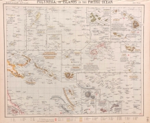 [mapa, Polinezja, 1883] Polynesia or Islands in Pacific Ocean. [Polinezja, wyspy na Pacyfiku]