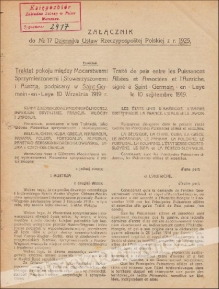 Traktat pokoju między Mocarstwami Sprzymierzonemi i Stowarzyszonemi i Austrią, podpisany w Saint-Germain-en-Laye 10 września 1919 r. [Załącznik do no. 17 Dziennika Ustaw Rzeczypospolitej Polskiej z r. 1925]