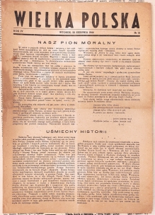 [prasa konspiracyjna z okresu Powstania Warszawskiego] Wielka Polska, 22 sierpnia 1944 (rok IV, nr 21)