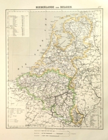 [mapa, 1879] Niederlande und Belgien [Holandia, Belgia, Luksemburg]