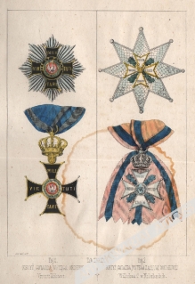 [rycina, ok. 1848] Fig. 1. Krzyż, gwiazda, wstęga orderu Virtuti MilitariFig. 2. Krzyż, gwiazda, wstęga zasługi wojskowej Wilhelma 1 w Niderlandach