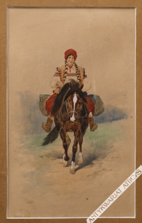 [rysunek, 1906] Hucułka na koniu