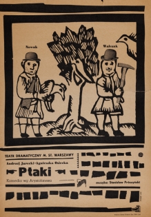 [plakat, 1960] "Ptaki" (komedia wg. Arystofanesa), Teatr Dramatyczny w Warszawie, Andrzej Jarecki, piosenki Agnieszka Osiecka