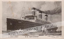 [pocztówka, ok.1920] United States Lines, S.S. 'Leviathan', Lenght 950 Ft. Height 184 Ft. Tonnage 59,956