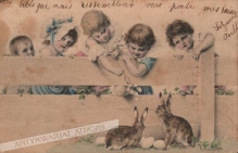 [pocztówka, ok. 1902] [Dzieci i zajączki]