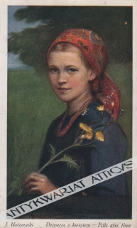 [pocztówka, ok. 1923] J. Unierzyski - Dziewczę z kwiatem - Fille avec fleur