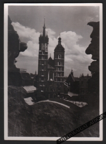 [pocztówka, 1939] Kraków. Kościół Mariacki, z przodu fragment Sukiennic
