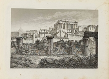 [rycina, 1865] Ateny, Propyleje, Partenon
